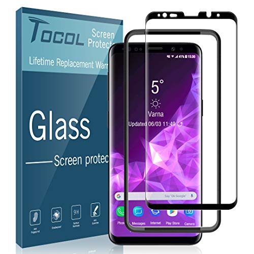 Product Cover TOCOL for Samsung Galaxy S9 Plus Screen Protector, Tempered Glass 3D Curved Full Coverage (Easy Installation Tray) (Not for Galaxy S9)