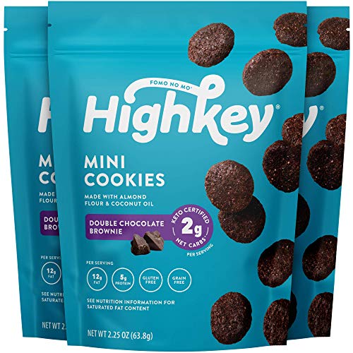 Product Cover HighKey Snacks Keto Low Carb Food Chocolate Brownie Cookie Bites - Paleo, Diabetic, Atkins Diet Friendly - Gluten Free, Low Sugar Dessert Treats & Sweets - Ketogenic Products Healthy Protein Brownies