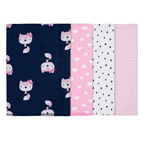 Product Cover GERBER Baby Girls' 4-Pack Receiving Blanket, Pink Fox, 30