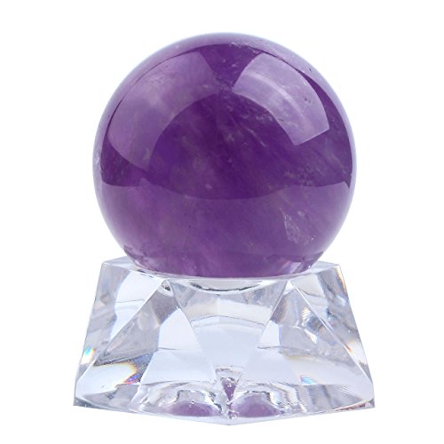 Product Cover Jovivi 35mm Natural Amethyst Healing Crystal Gemstone Ball Divination Sphere Sculpture Figurine with Acrylic Stand Feng Shui Chakra Aura Home Desk Decor