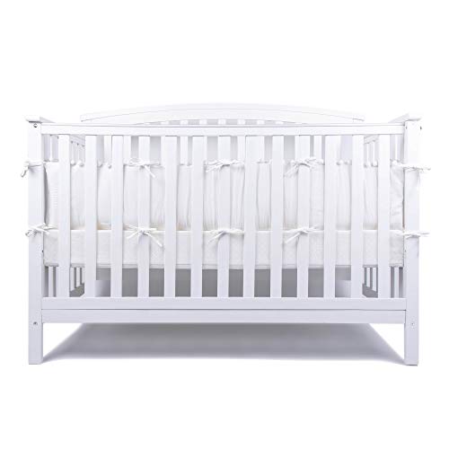 Product Cover LOAOL Baby Crib Bumper Pads with Pom Pom Breathable Washable Padded Crib Liner Nursery Toddler Decor (White)