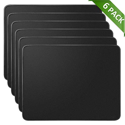 Product Cover MROCO Mouse Pads Pack with Non-Slip Rubber Base, Premium-Textured and Waterproof Mousepads Bulk with Stitched Edges, Mouse Pad for Computers, Laptop, Office & Home, 11x8.5 inches, 3mm, 6 Pack, Black