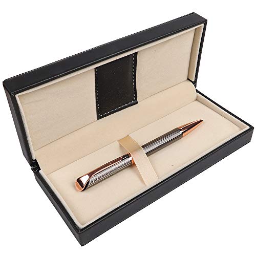Product Cover Penneed Ballpoint Pen Gift Set for Women Men Office Executive Anniversary with Nice Box Metal Retractable Refillable Black Ink 1.0mm B5(Fancy Dark Gray)