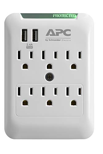 Product Cover APC Wall Surge Protector, 6-Outlets, 540 Joule Surge Protection with Two USB Charging Ports, SurgeArrest Essential (PE6WU2)