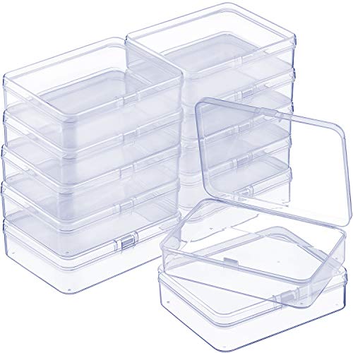 Product Cover SATINIOR 12 Pack Clear Plastic Beads Storage Containers Box with Hinged Lid for Beads and More (4.45 x 3.3 x 1.18 Inch)