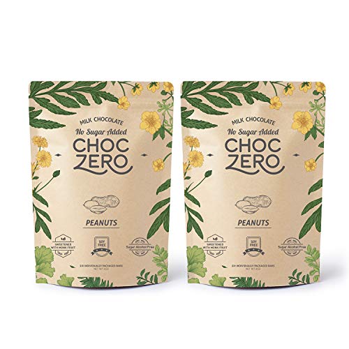 Product Cover ChocZero's Keto Bark, Milk Chocolate Peanuts, No Added Sugar, Low Carb, No Sugar Alcohols, No Added Sugar, (2 bags, 6 servings each)