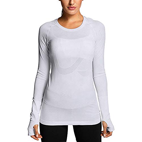 Product Cover Eworldwing Activewear T Shirts Women Stretchy Tops Blouse Gym Curved Hem Tunic Slim Pullover