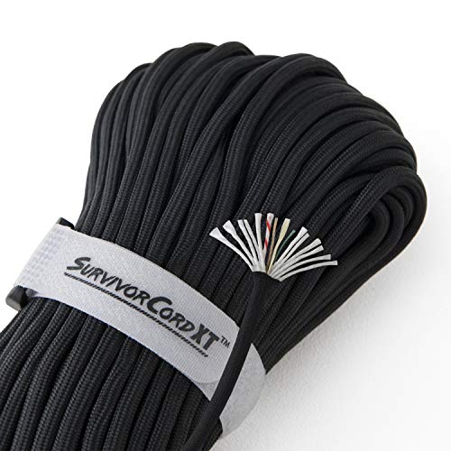 Product Cover 1,000 LB SurvivorCord XT | Black, 103 FEET | Patented Military Type IV 750 Paracord/Parachute Cord (7/32