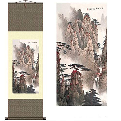 Product Cover AtfArt Beautiful Scroll Wall Hanging,Autumn in Huangshan (39 inches x 12 inches).