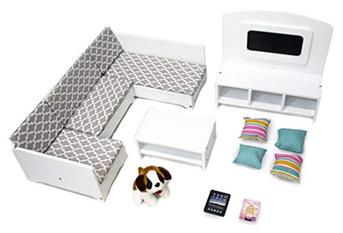 Product Cover Playtime by Eimmie Furniture Set - Sectional Sofa with Doll Accessories - Furniture Set for 18 Inch Dolls