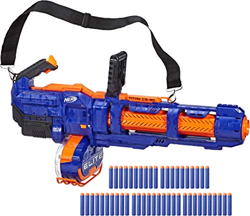 Product Cover NERF Elite Titan CS-50 Toy Blaster -- Fully Motorized, 50-Dart Drum, 50 Official Elite Darts, Spinning Barrel -- for Kids, Teens, Adults