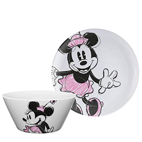 Product Cover Zak Designs Disney Minnie Mouse - Kids Dinnerware Set, Including 10in Melamine Plate and 27oz Bowl Set, Durable and Break Resistant Plate and Bowl Makes Mealtime Fun (Melamine, BPA-Free)