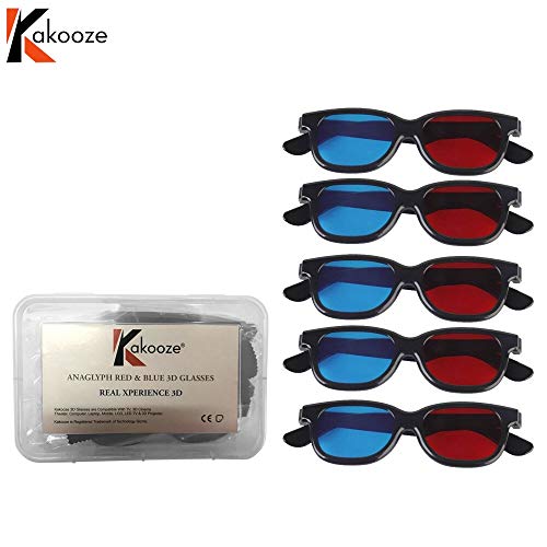 Product Cover Kakooze Adult Plastics Red/Blue 3D Glasses Anaglyph Glasses,Black (5)