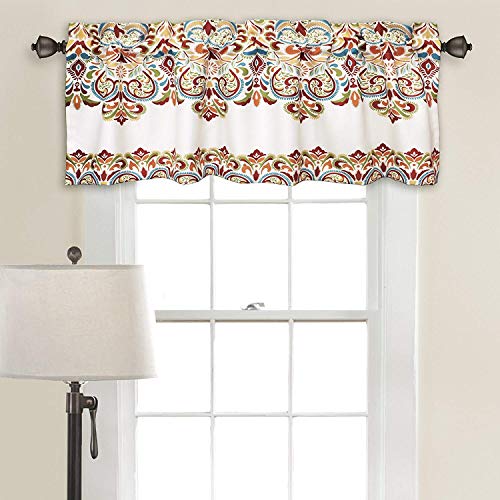 Product Cover Jody Clarke 1PC Matching Window Valance Coloreful Paisely Pattern Room Darkening Energy Saver Hemmed in 18