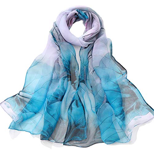 Product Cover AliceLife Print Silk Feeling Scarf Fashion Scarves Lightweight Sunscreen Shawls for Women (Purple Orchid), 16050CM