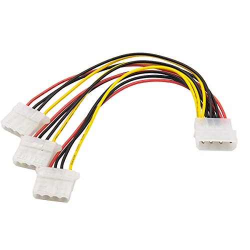 Product Cover Computer Molex 4 Pin Power Supply to 3 Port Molex IDE Y Splitter Cable 2 Pack