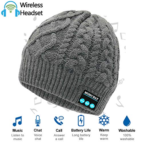 Product Cover Upgraded Wireless Bluetooth Beanie Hat with Headphones V4.2, Unique Christmas Tech Gifts for Teen Boys/Girls/Boyfriend/Him/Husband/Men/Dad/Women/Stocking Stuffers/Built-in HD Stereo Speakers & Mic