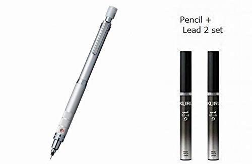 Product Cover Uni Mechanical Pencil Kuru Toga Roulette Model 0.5mm Silver (M510171P.26) 1set + Uni Mechanical Pencil Lead 0.5mm for Kuru Toga HB Black Case (U05203HB.24) 2set