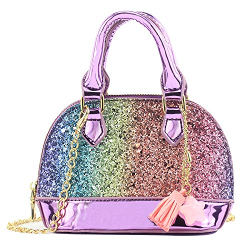 Product Cover CMK Trendy Kids Glitter Toddler Purse for Little Girls Mini Kids Crossbody Handbag Shoulder Bag Age 2-10 (Rainbow)