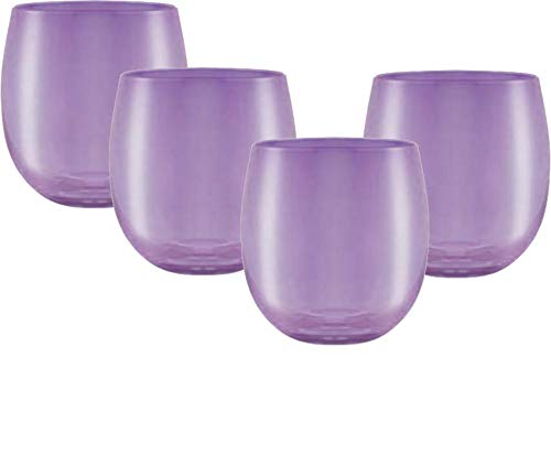 Product Cover Circleware Uptown Stemless Wine Glasses, Set of 4, Party Entertainment Dining Beverage Drinking Cup Glassware for Water, Beer, Juice, Liquor, Whiskey & Bar Barrel Decor Gifts, 11.5 oz, Purple