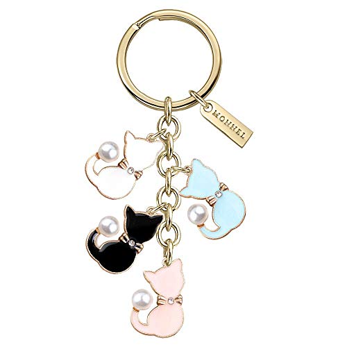Product Cover Monnel New Arrival Cute Multicoloured Cat Pets Charms Pendants Keychain with Velvet Bag Z557