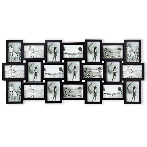 Product Cover Hello Laura Photo Frame Picture Frame 21 Piece Wall Picture Collage Collection Set - Massive Multiple Photo Sockets 6x4 inch Black Display Frames