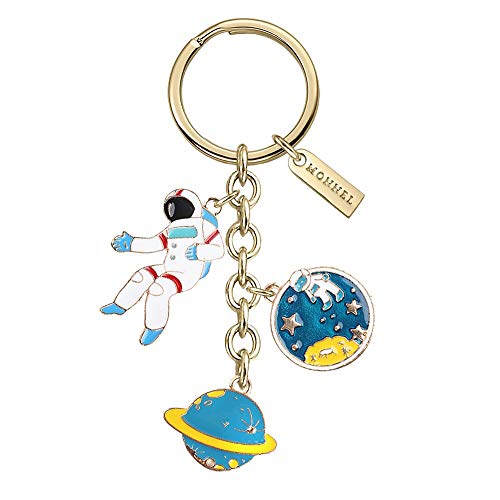 Product Cover Monnel New Arrival Cute Astronaut Saturn Rocket Charms Pendants Keychain with Velvet Bag Z558