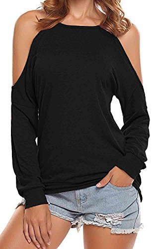 Product Cover LuckyMore Women's Casual Halter Long Sleeve Off Cold Shoulder Tops Shirts Loose Blouses
