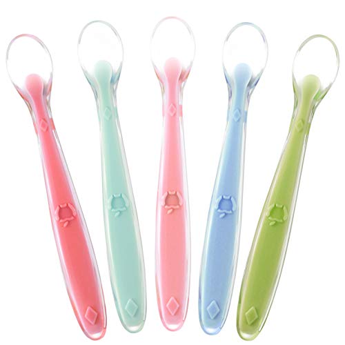 Product Cover Best First Stage Baby Infant Spoons BPA Free, 5-Pack, Soft Silicone Baby Spoons Training Spoon Gift Set for Infant
