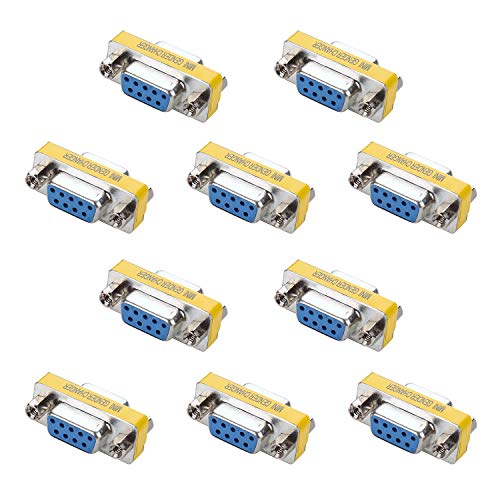 Product Cover DB9 Mini Gender Changer - iGreely 10Pack 9 Pin RS-232 DB9 Female to Female Serial Cable Coupler Adapter