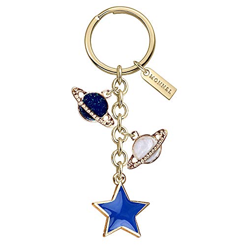 Product Cover Monnel New Arrival Cute Blue Star Assorted Saturn Charms Pendants Keychain with Velvet Bag Z561