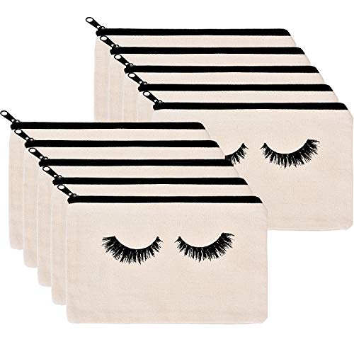Product Cover 10 Pieces Eyelash Makeup Bags Cosmetic Bags Travel Make up Pouches with Zipper for Women Girls (White)