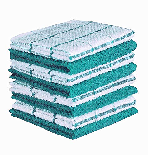 Product Cover Amour Infini Cotton Terry Kitchen Dish Cloths Set of 8 (12 x 12 Inches), Teal