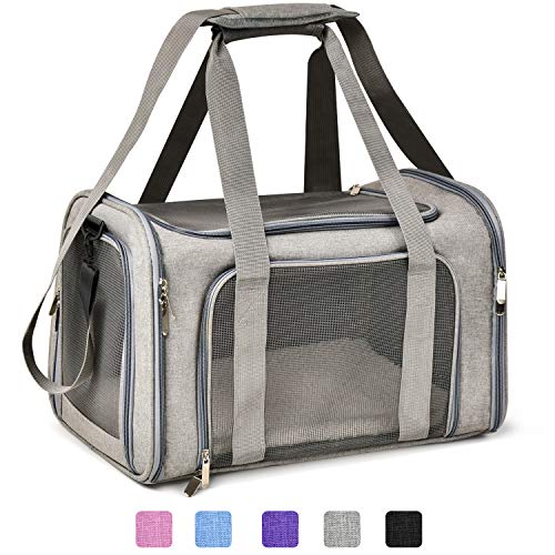 Product Cover Henkelion Cat Carriers Dog Carrier Pet Carrier For Small / Medium Cats Dogs Puppies (Up To 15lbs), TSA Airline Approved Small Dog Carrier Soft Sided, Collapsible Waterproof Travel Puppy Carrier - Grey