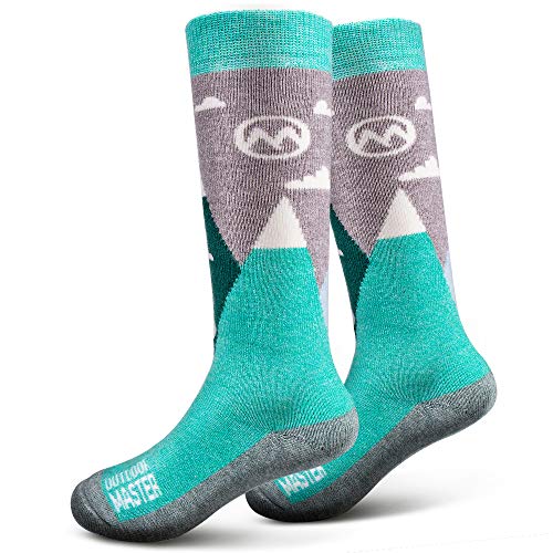 Product Cover OutdoorMaster Kids Ski Socks - Merino Wool Blend, OTC Design (XS, Green)