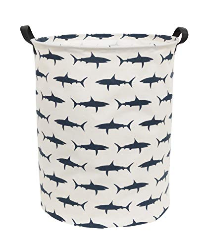 Product Cover Sanjiaofen Large Storage Bins,Canvas Fabric Laundry Basket Collapsible Storage Baskets for Home,Office,Toy Organizer,Home Decor (Shark)