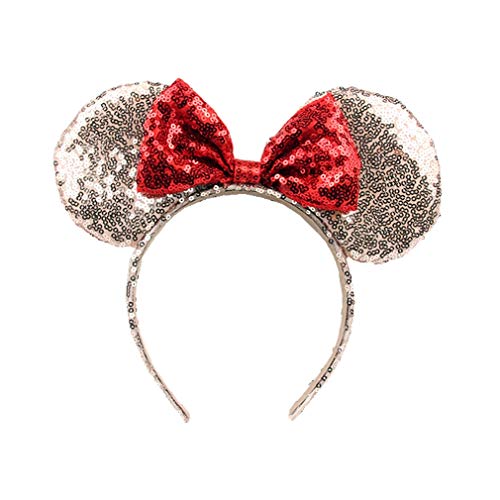 Product Cover OBUY Rose Golden Minnie Mouse Ears Mickey Ears,Adult red Ears,Mice Ears Minnie Mouse Ears,Rainbow Minnie Mouse Ears, Sparkly Minnie Ears, Mouse Ears