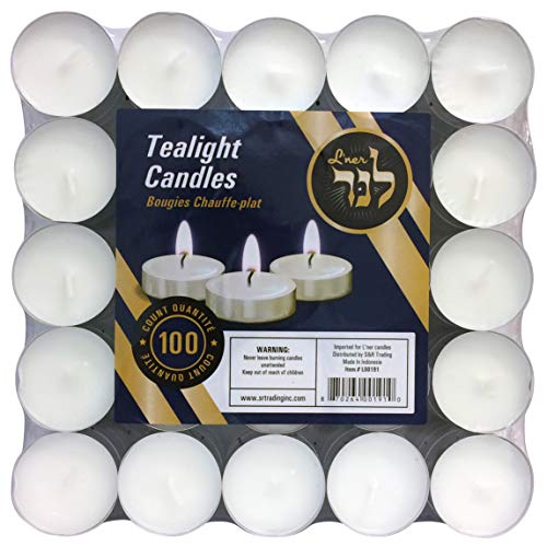 Product Cover L'ner Tea Light Candles - Set of 100 Unscented Candles - Burns Aprx. 3.5 Hour - Party Candles - Tea Light Ambience Candles - Restaurant Decorations