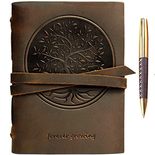 Product Cover Leather Journal Tree of Life Notebook Embossed Handmade Travel Diary, A5 Vintage Writing Bound for Men For Women Genuine Antique Rustic Leather 6