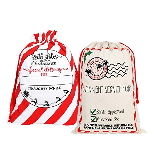 Product Cover urwonderbox Pack of 2 Giant Christma Santa Sack 19x27in Up to 110 Pounds for Daily Use or Chrismas Presents
