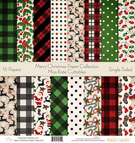 Product Cover Pattern Paper Pack - Merry Christmas - Scrapbook Specialty Paper Single-Sided 12