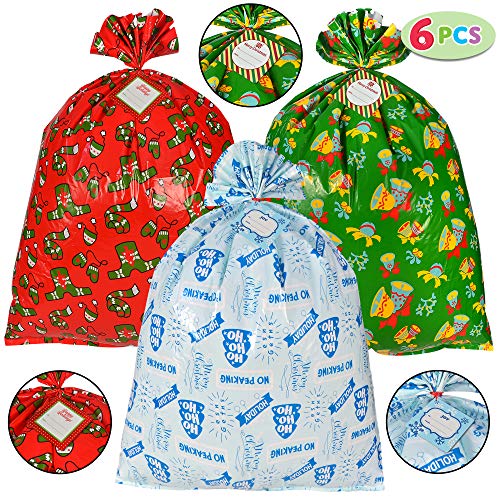 Product Cover 6 Pieces Christmas Giant Goody Gift Bags, Jumbo Size 43