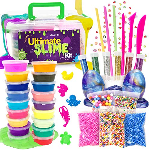 Product Cover WonderCo Slime Kit with Everything! The Ultimate Slime Kit with Pre-Made Slime for Kids. Dragon Eggs, 18 Colors, Cloud Slime, Unicorn Supplies and Glitter DIY Accessories for Boys and Girls