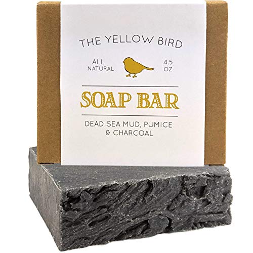 Product Cover Dead Sea Mud Soap Bar - With Exfoliating Pumice Scrub & Detoxifying Charcoal. Organic & Natural Essential Oils. Handmade in USA for Men and Women. Face, Hand, Body Soap