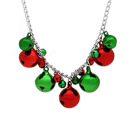 Product Cover Christmas Jingle Bell Necklace X-Mas Holiday Cute Necklace for Women Girls, Handmade Festival Christmas Jewelry Gift