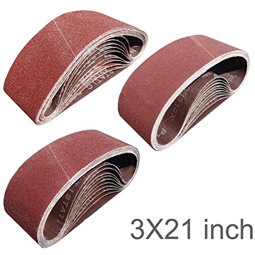 Product Cover Sackorange 30 PCS 3 inch x 21 inch Sanding Belts - 10 Each of 80 120 150 Grit Aluminum Oxide Sanding Belts For Belt sander(3x21in)