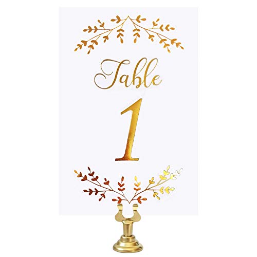 Product Cover VNS Creations Gold Foil Table Numbers Cards. 4 x 6 Inches Double Sided Table Numbers Perfect for Wedding, Receptions, Parties, Events, Banquets. Numbers 1-25 and Head Table Card Included.