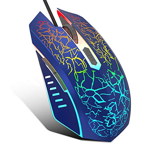 Product Cover VersionTECH. Wired Gaming Mouse, Ergonomic USB Optical Mouse Mice with Chroma RGB Backlit, 1200 to 3600 DPI for Laptop PC Computer Games & Work -Blue