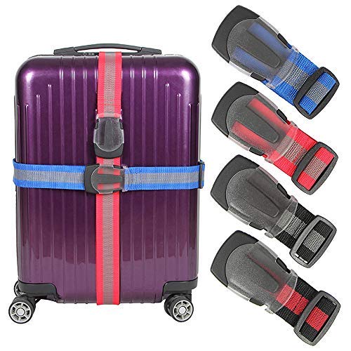 Product Cover Luggage Straps Suitcase Belt TSA Approved With Adjustable Quick-release Buckle,Nonslip Travel Straps For Luggage, 4-Pack (Multicolor)
