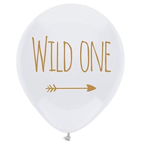 Product Cover MAGJUCHE White Wild one Latex Balloons, boy or Girl 16pcs Boho Tribal Baby Shower or 1st Birthday Party Supplies, Decorations